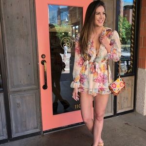 Floral ruffle romper